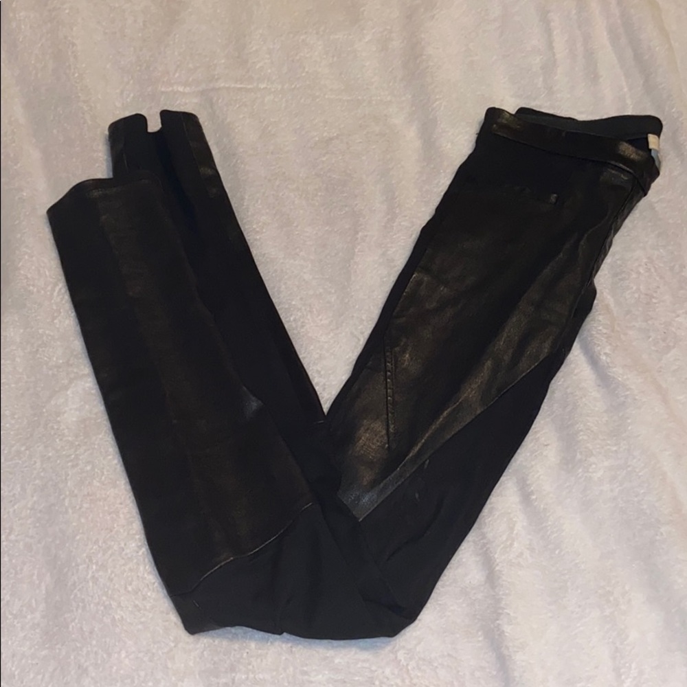 Helmut Lang Black Leather Moto Leggings Size 0